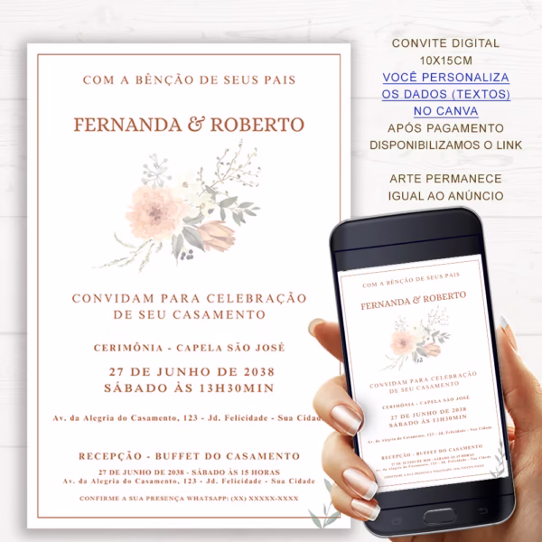 Convite de Casamento Terracota Clean