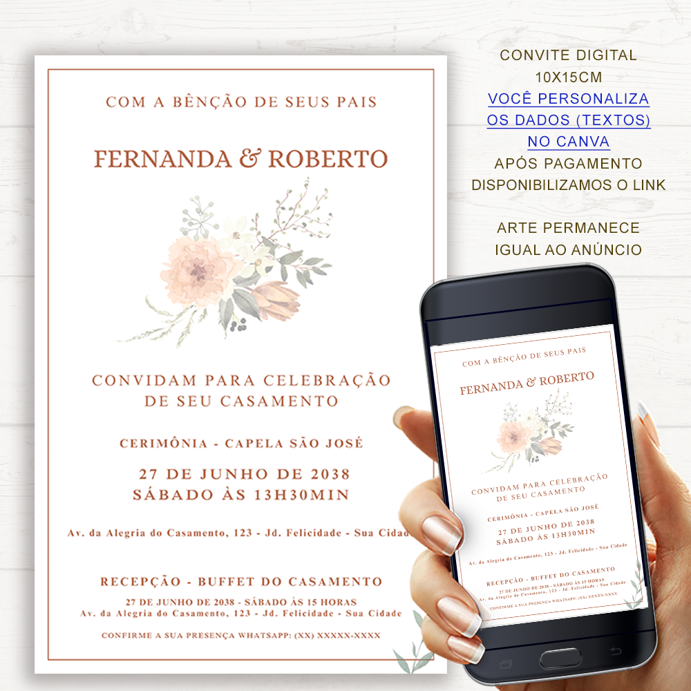 convite de casamento terracota