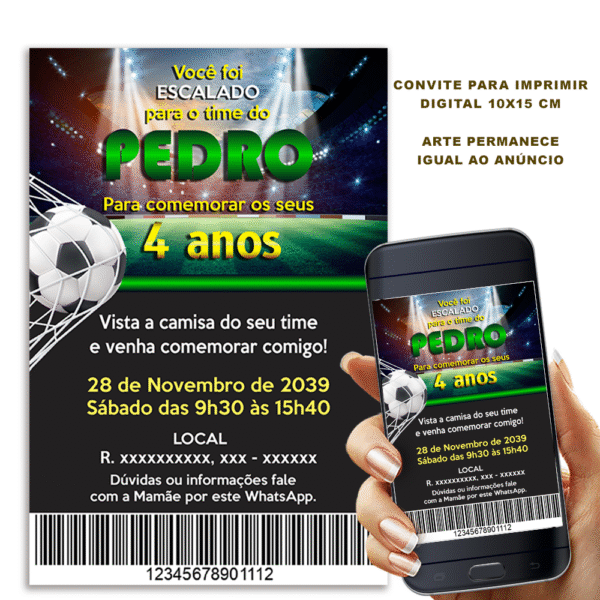 Convite Futebol com Bola