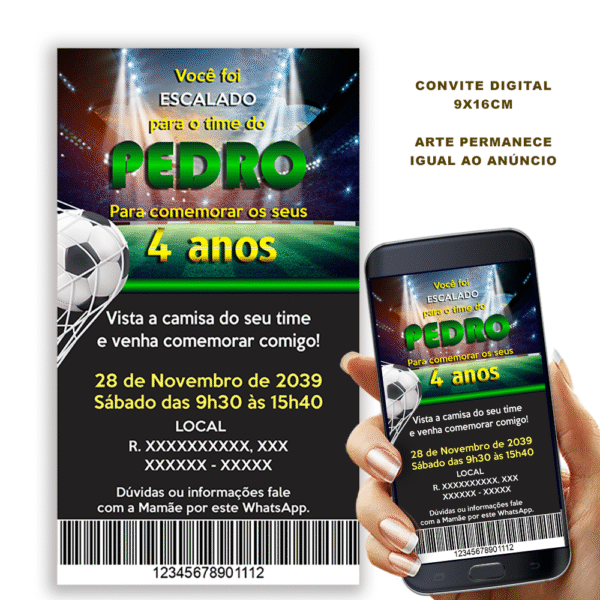 Convite Futebol com Bola