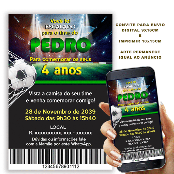 Convite Futebol com Bola