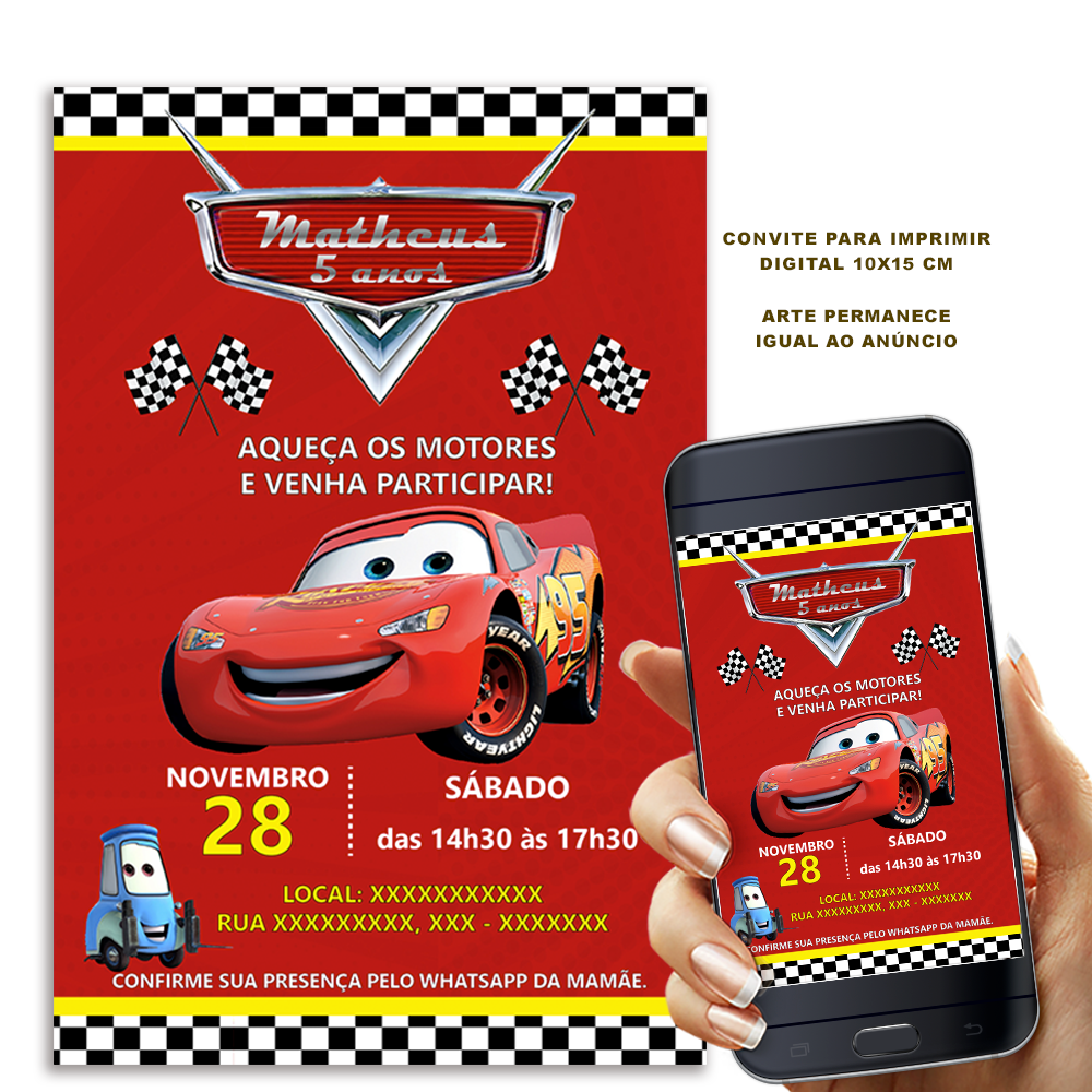 Convite do Relampago Mcqueen