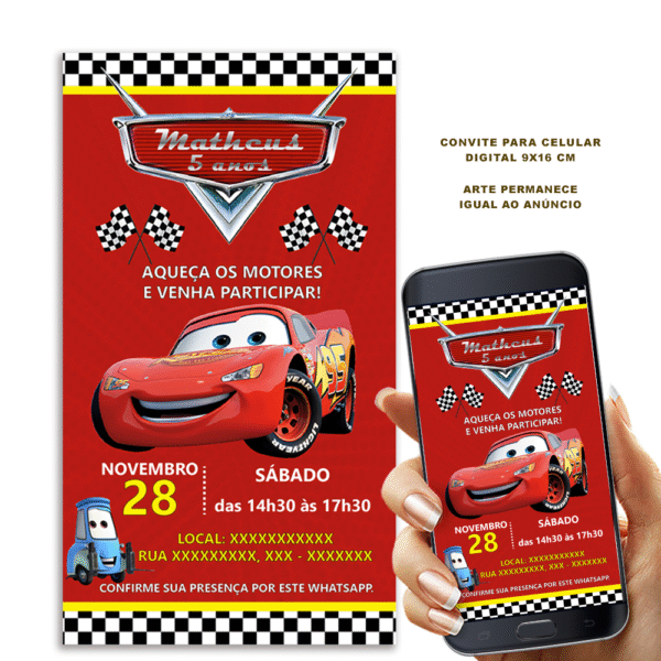 Convite do Relampago Mcqueen
