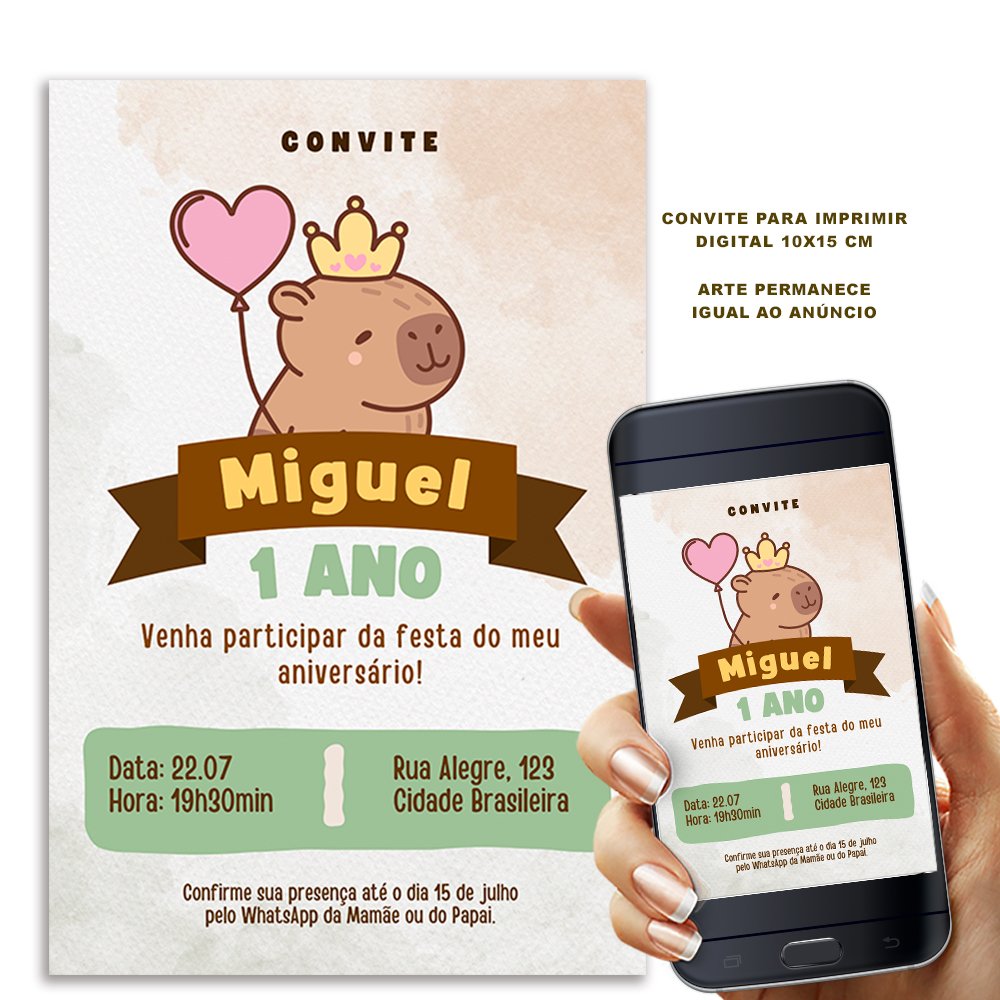 Convite Capivara Menino