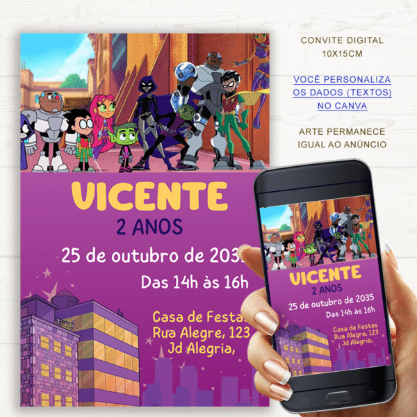 Convite Jovens Titãs Canva