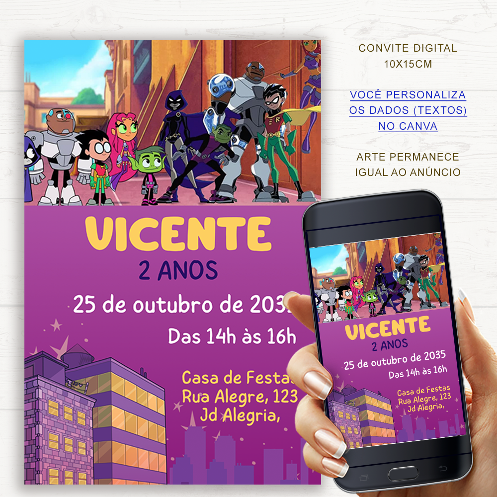 Convite Jovens Titãs Canva